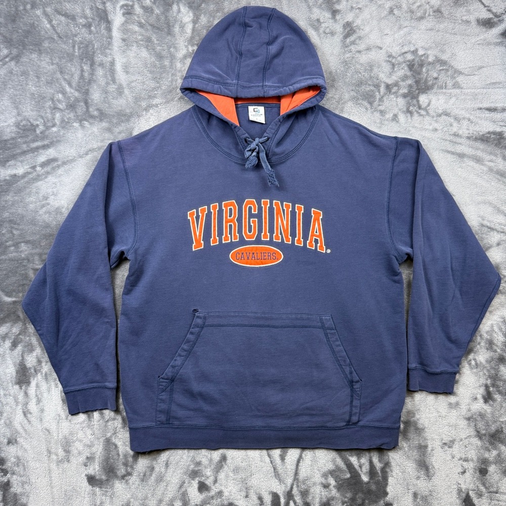 Campus Drive Hoodie Mens Large Blue Virginia Cavaliers Embroidered Pullover UVA